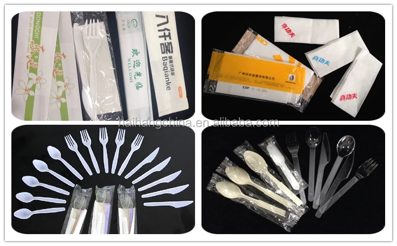 Disposable Spoon Knife Fork cutlery Auto Feed Wet Wipe/Tissue Paper Making Packing Machine of Ruian China