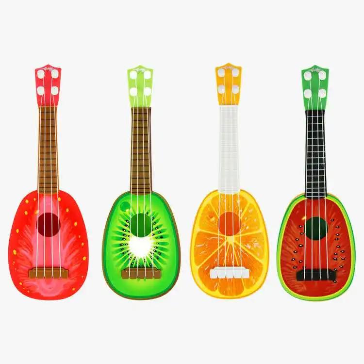 Most Popular early educational Toy Plastic Orange Watermelon  Strawberry Kiwi Fruit Ukulele Guitar for children