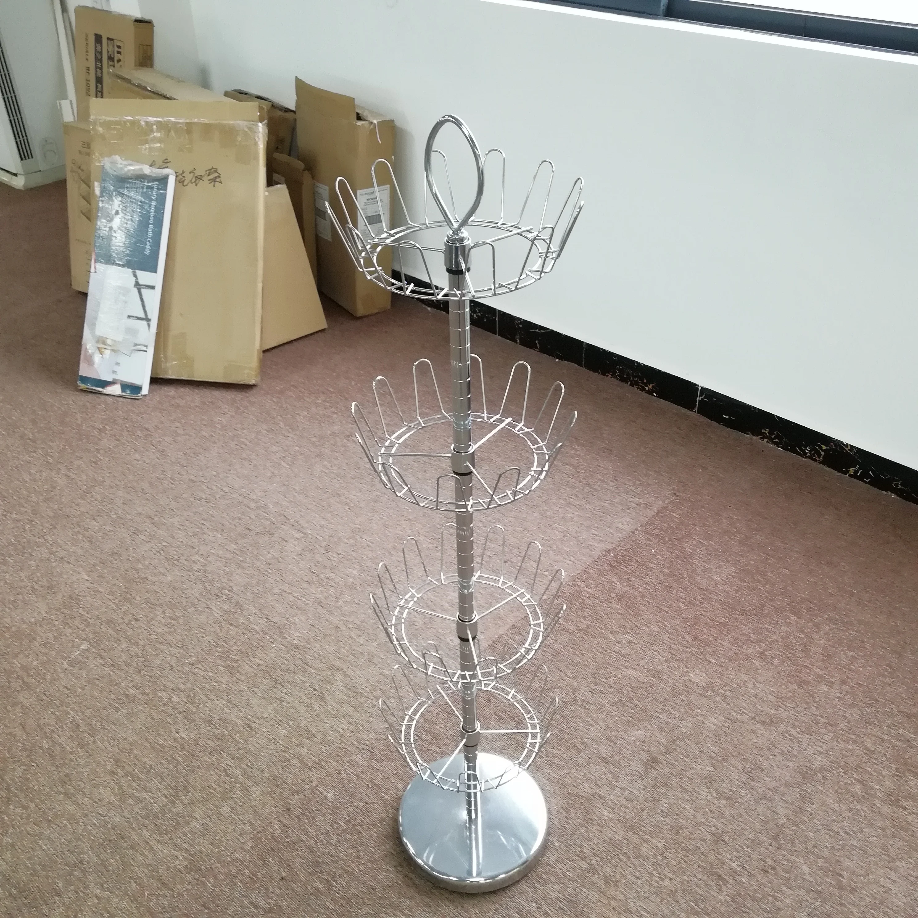 Superior quality 4 tier round rotating display cabinet dryer swivel shoe rack