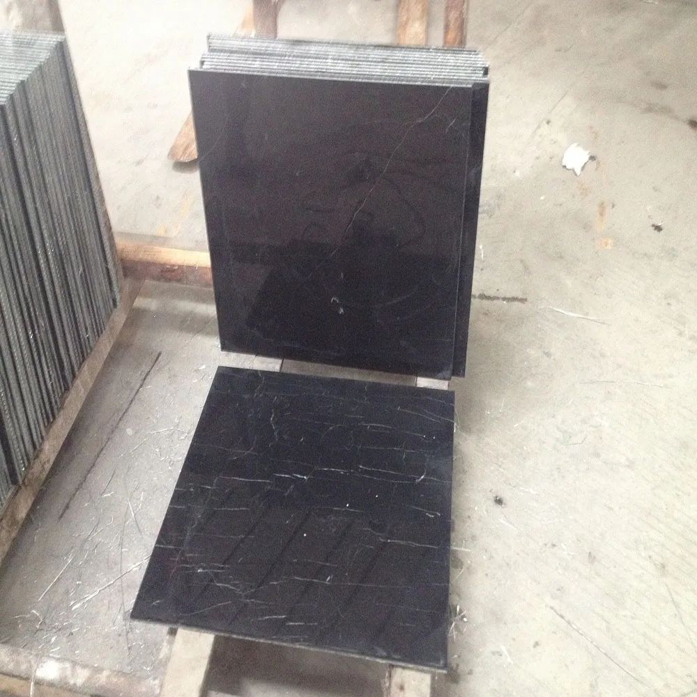 Cheap Black Marble With White Veins Floor Tile Price