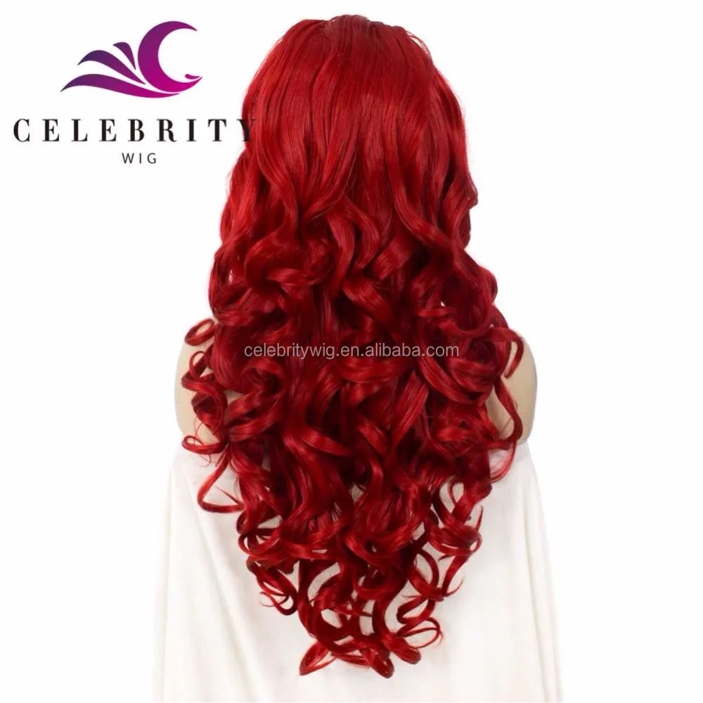 Hot Sale red wig cheap wholesale price manufacture exporters premium synthetic hair lace front wig for white women