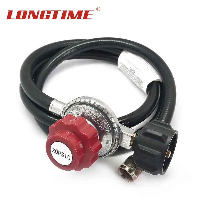 LONGTIME 0-20 PSI Butane Propane LPG High Pressure Regulator with 4 FT Hose