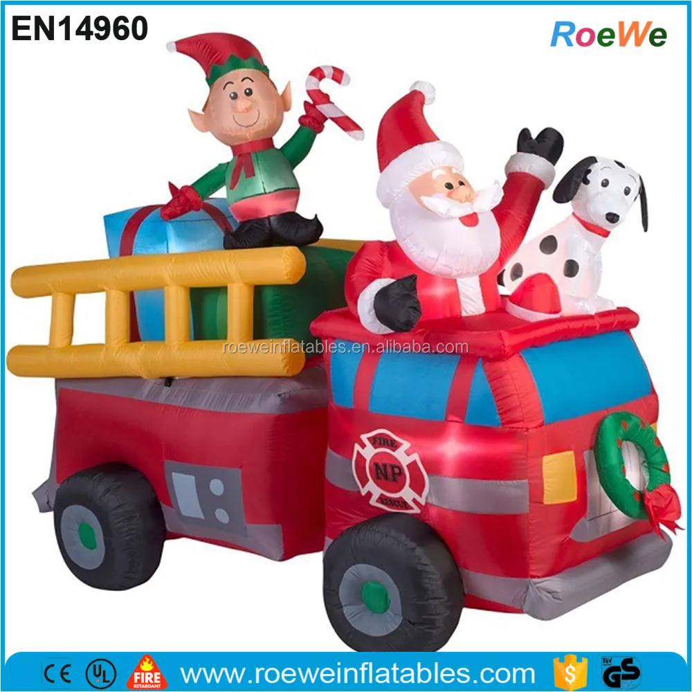 
Рождественский надувной Санта на пожарной машине 