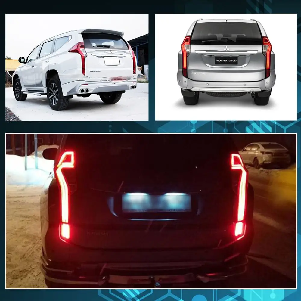 
3D Optic Red LED Rear Bumper Reflectors Rear Tail Brake Light Lamps Kit For 2016 2017 2018 2019 Mitsubishi Pajero Montero Sport 