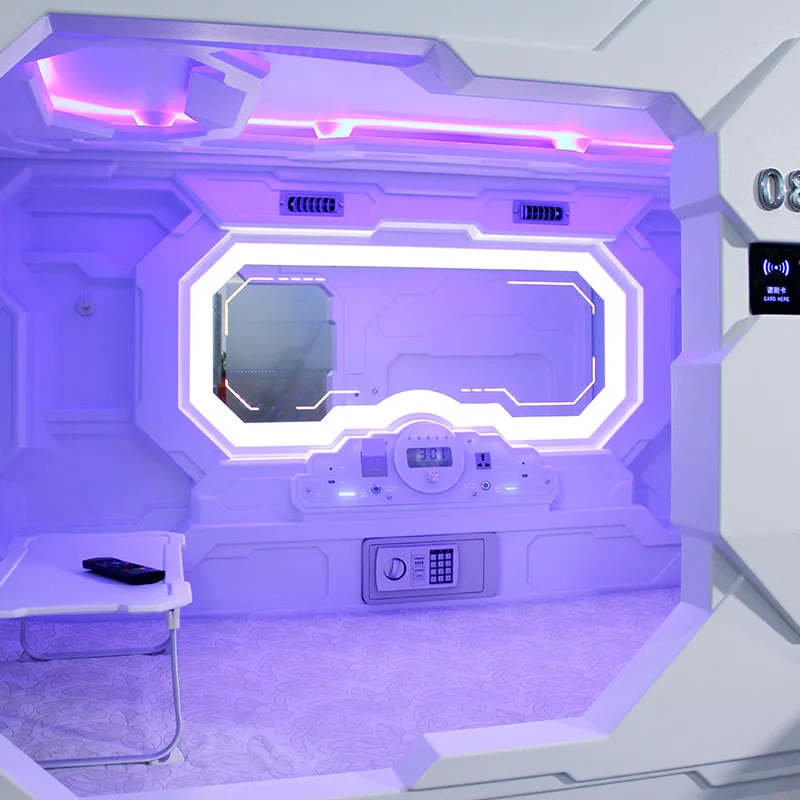 2016 Fashionable Modern Hotel Bedroom Furniture Sets Space Capsule Steel Metal Heavy Duty White Bunk Hostel Capsule Bed Hotel