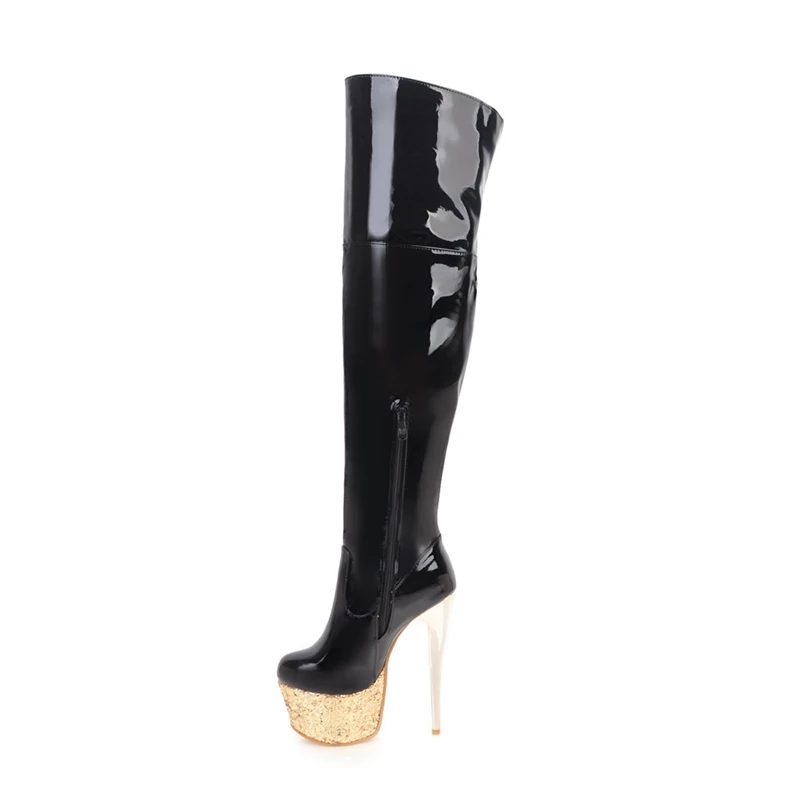 WETKISS OEM Shoes Big Size Women Shoes Latex Fetish Boots High Stiletto Heels Ladies Boots Fashion Mature Women Over Knee Boots