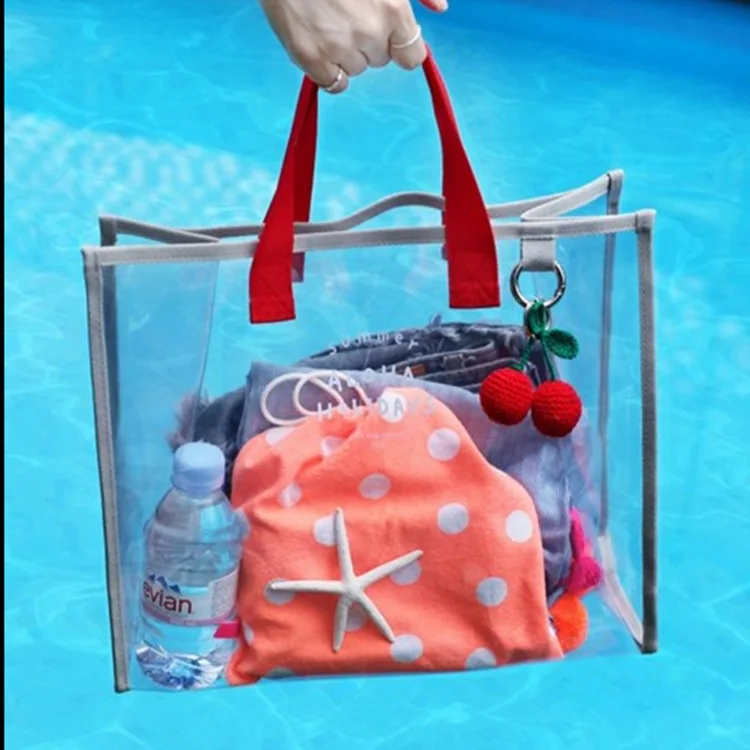China Product Wholesale Clear Beach Transparent PVC Tote Bag For Beach Shopping