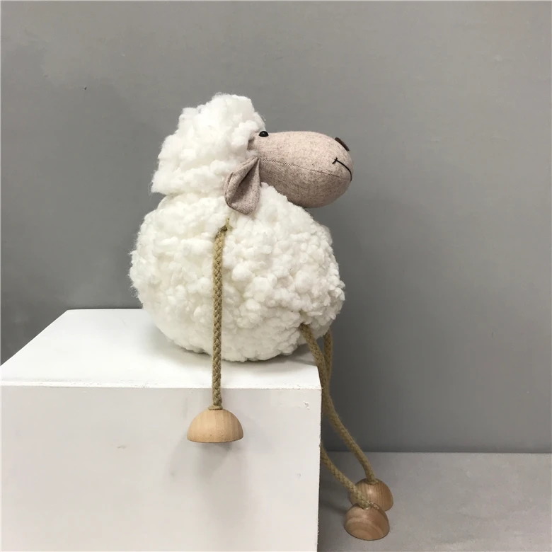 Manufacture Cute Sheep Animal Figurine Gifts Home Table Ornament Easter Plush White Sitting Eid Sheep Decorations