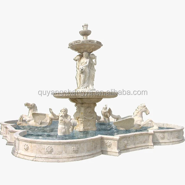 Shengye custom-made large outdoor garden hand-carved natural stone marble fountain landscape rock pool waterfall