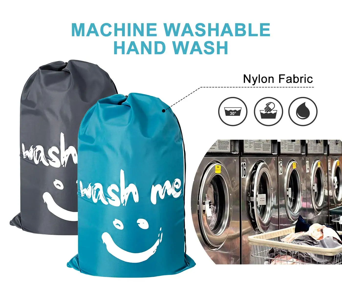 Travel Laundry Bag Nylon Heavy Duty Dirty Clothes Bag with Drawstring, Machine Washable  bag