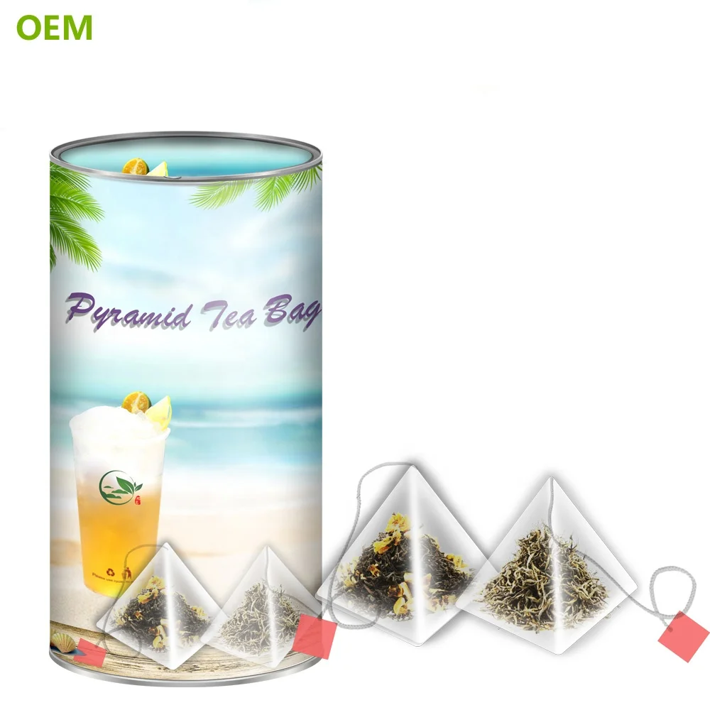 
Custom EU Compliant Biodegradable Nylon Triangle Teabag Mesh Teabags Pyramids Tea Bags With String Pyramid Tea Bag Tags 