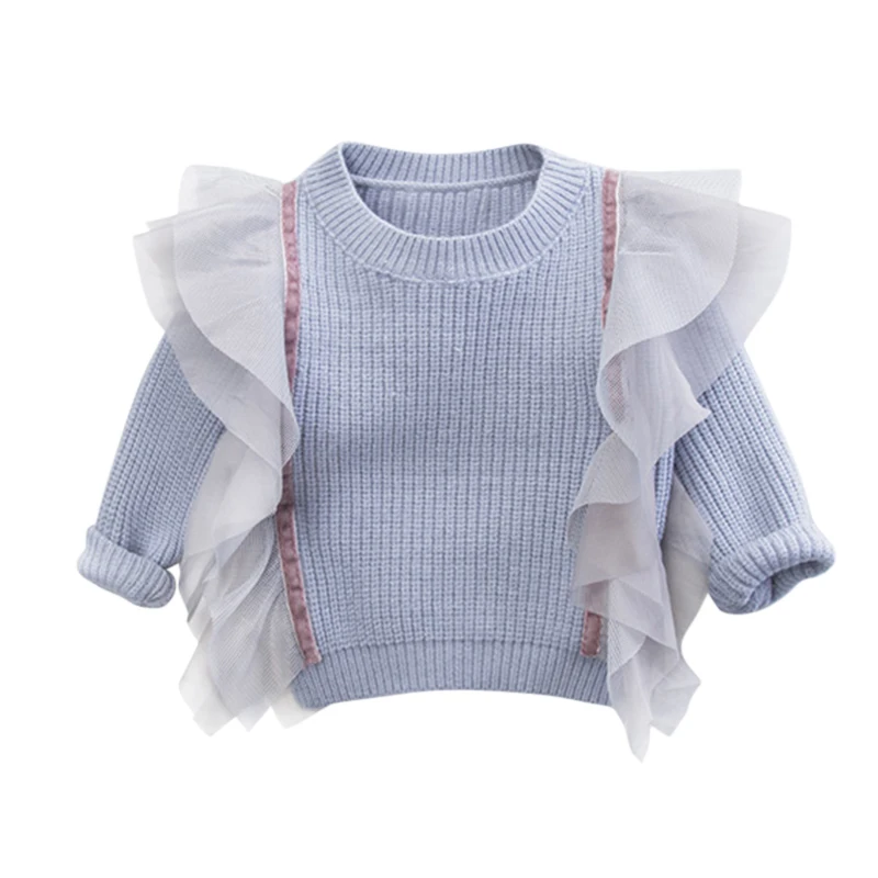 
Lovely new design long sleeve pullover knitted fairy clothing butterfly wings princess little girls sweater 