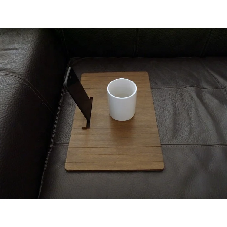 
Amazon 2021 Bamboo Wooden Couch Armrest Tray TV Side Table Sofa Arm Rest Coffee Table Tray with Phone Holder Stand 