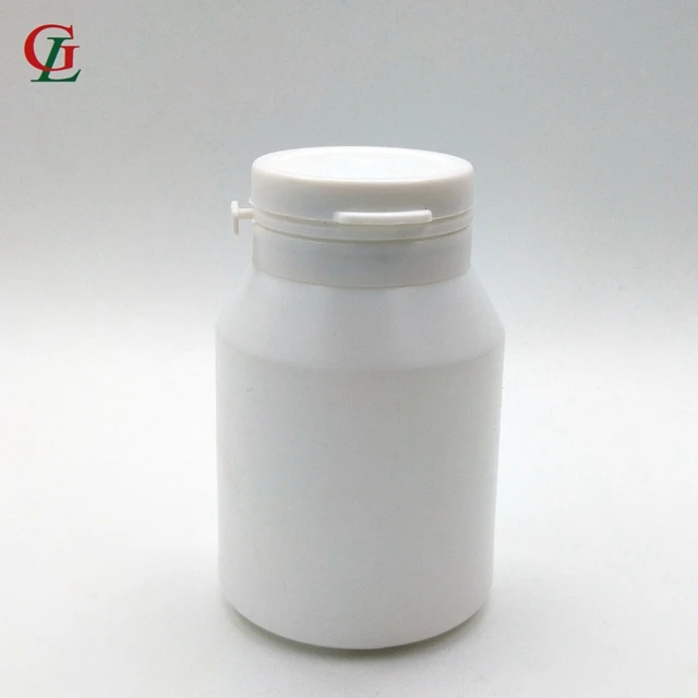 Hot sale HDPE 70-150cc white xylitol bottle Chewing Gum Plastic Bottle, pill tablet packing bottles with tear off cap