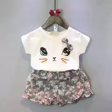 Baby girls clothing set kids cartoon clothes set for girls high quality cotton short sleeve short