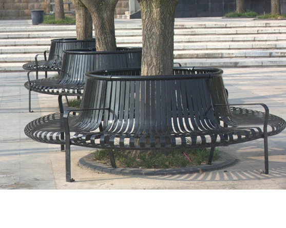
custom outdoor garden galvanized steel park round metal iron tree bench seating 