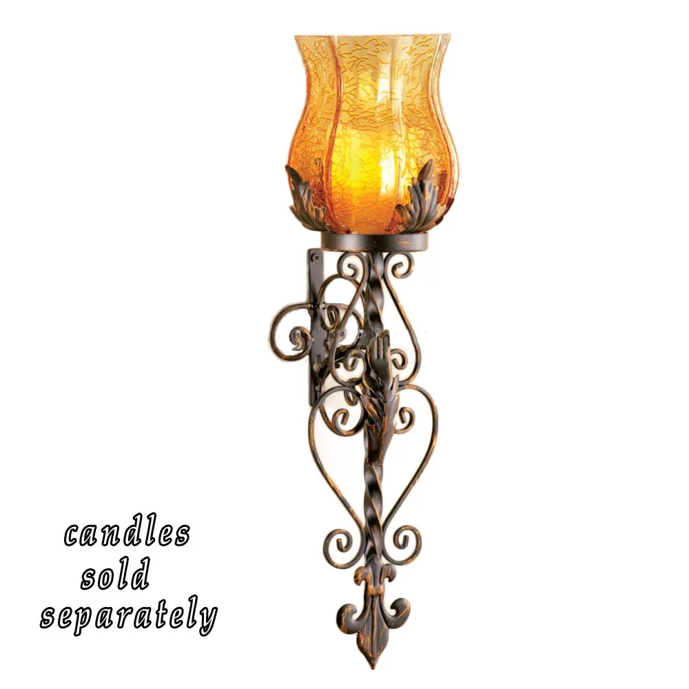 Металлический Настенный бра для свечи со стеклянным подсвечником