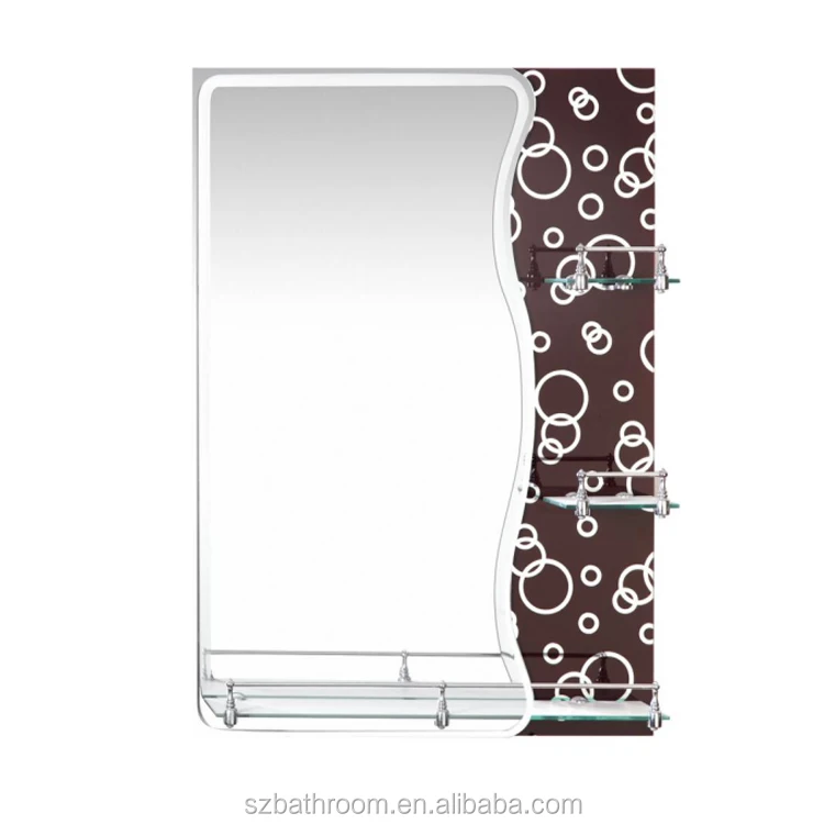 60*80cm Zinc Accessory Bathroom Mirror With Shelf Wholesale
