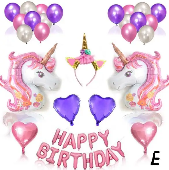 Wholesale Unicorn Balloons Birthday Party Supplies for Child Birthday Decorations Baby Shower Decorations Set