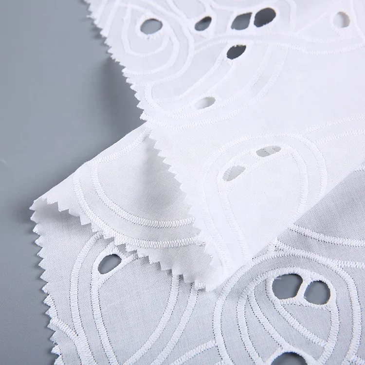 New arrivals combed eyelet voile white cotton embroidery fabric with hole