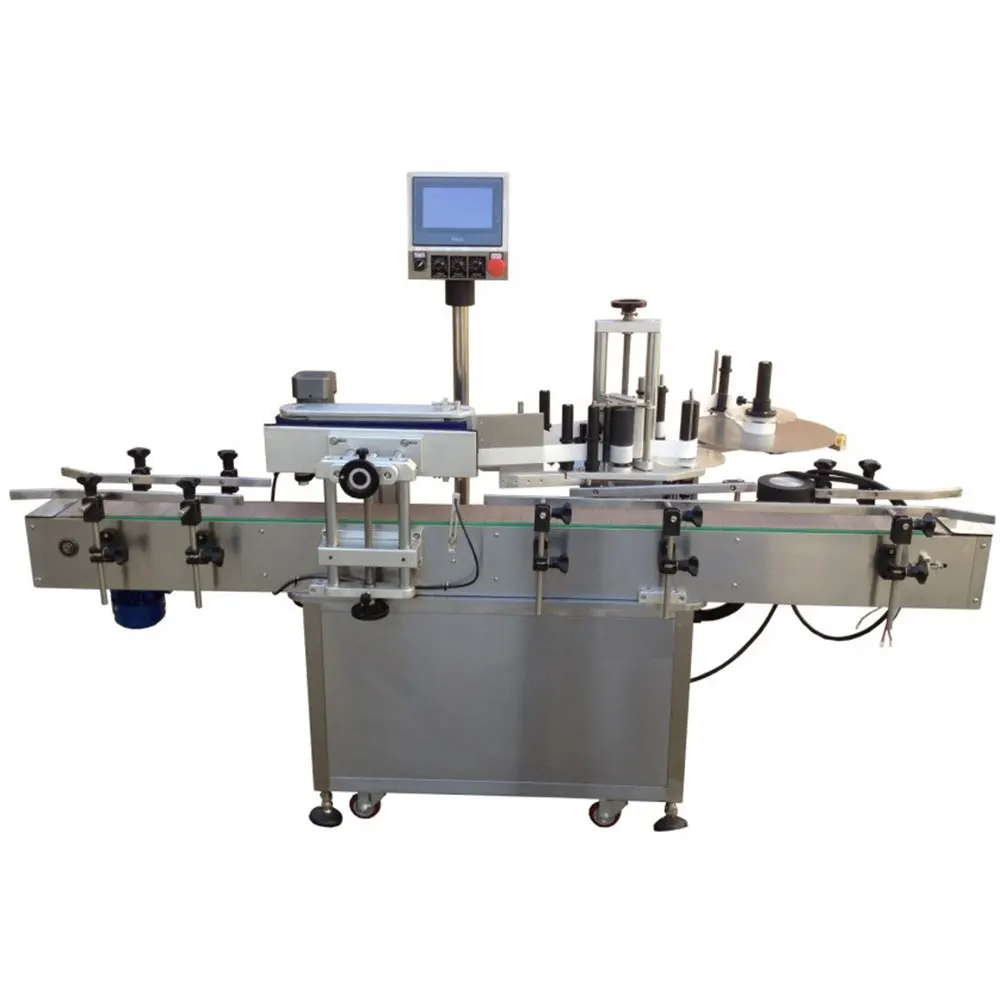 YM510 Auto wrap around sticker labeler applicator beverage round glass plastic bottles labelling machine