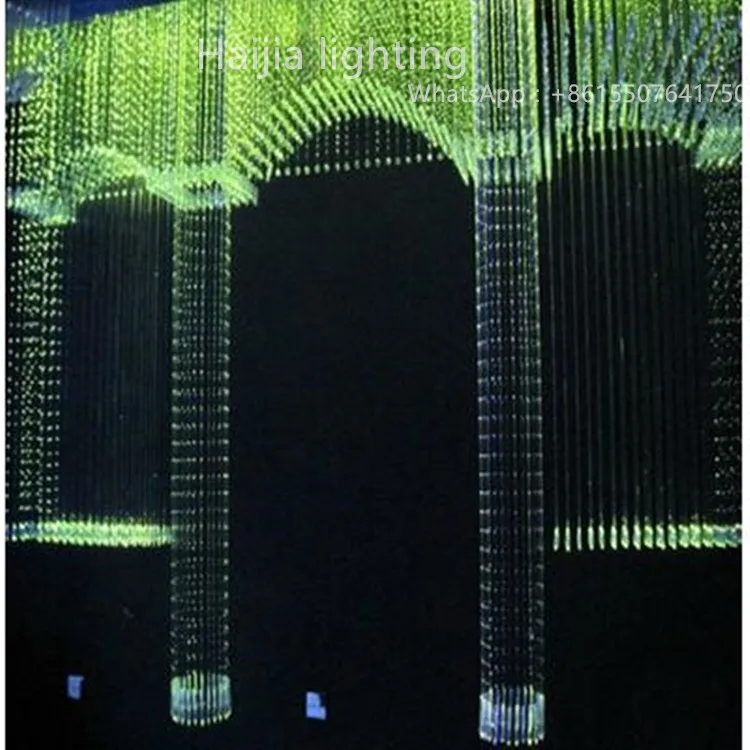 Hotel project large customized colorful led fiber optic crystal chandelier pendant light
