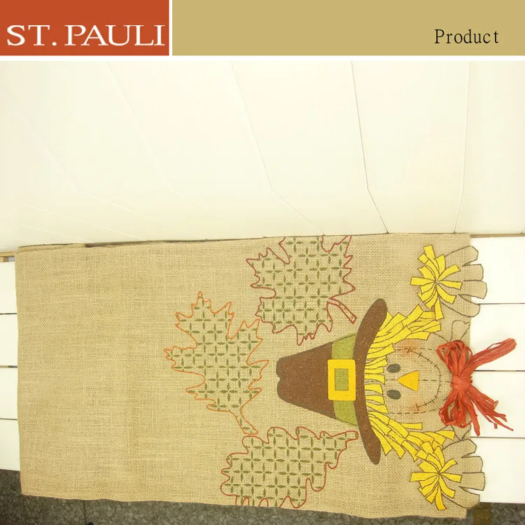 
thanksgiving scarecrow design handmade decorative linen tablecloth for home decoration 