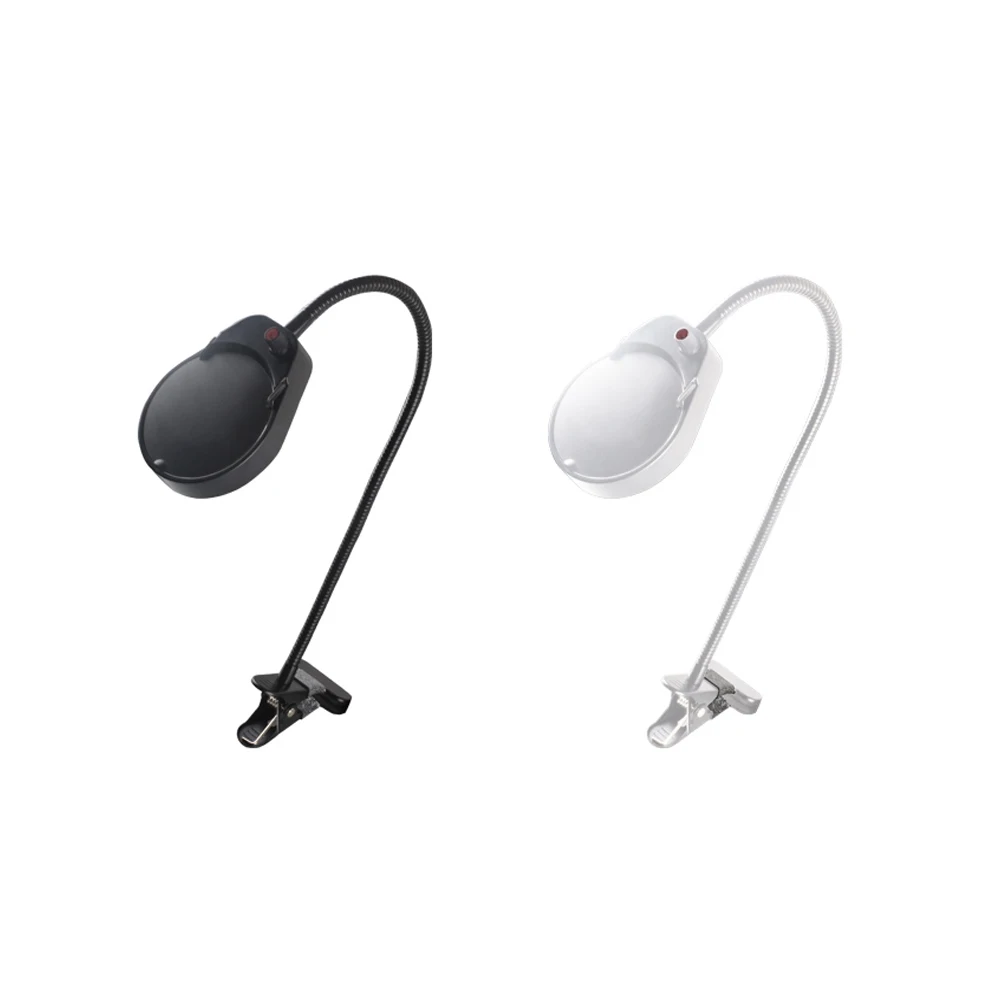 PDOK factory hot sale gooseneck clip reading lamp dual lens magnifier LED light bed light USB desk lamp