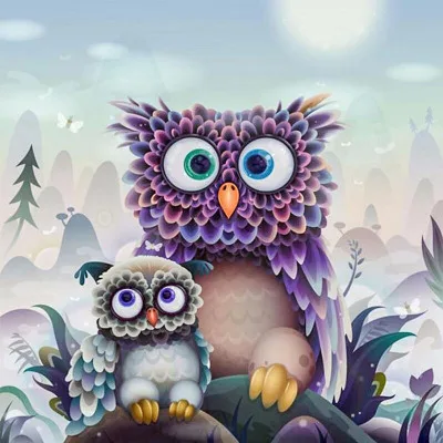 Wholesale 5D Diamant Malerei DIY Crystal Rhinestone Art Cartoon Owl Full Drill  Resin Cross Stitch Mosaic Painting