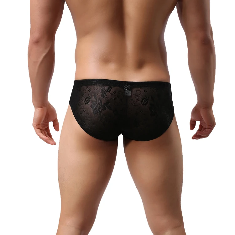 
goood quality lace mens sexy brief boxer trunk underwear from China Wangjiang Free Sample 