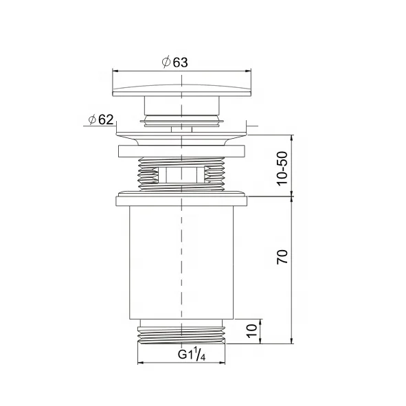 Washing Basin Click Clack Waste with Overflow Flat Cover Brass Pop Up Drain Fit the Basin