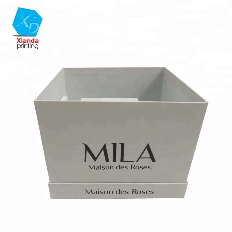 High end custom cardboard square set flower gift box for rose bouquet delivery