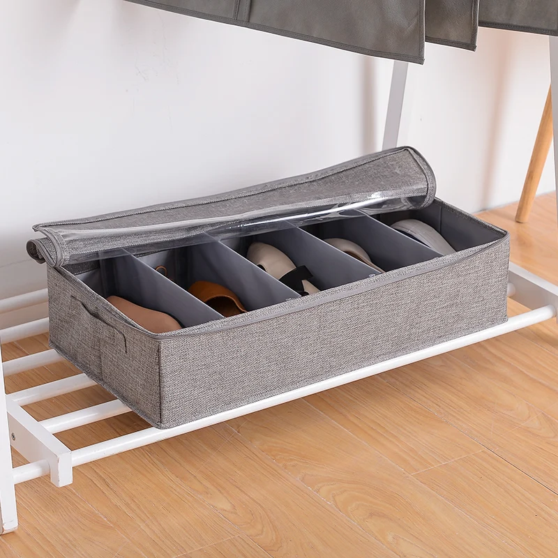 Multi-purpose adjustable divider underbed shoe storage organizer box,washable closet storage box