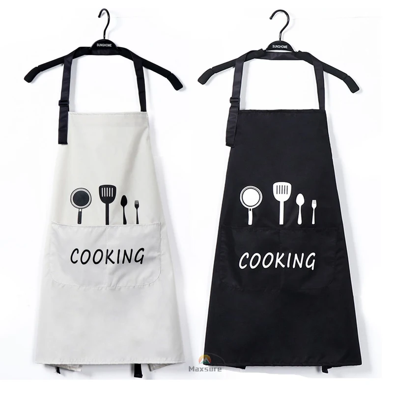 Ldeal for Kitchen Dishwashing Cleaning Painting Black 2 Pockets Chef Apron