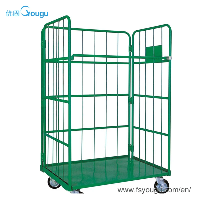 Industrial transport folded trolley hand trolley roll cage factory heavy duty trolley wire roll cage warehouse roll cages