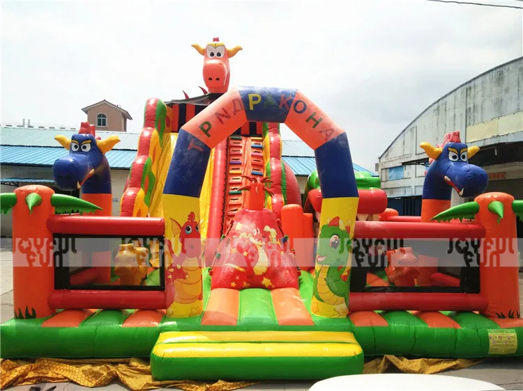 Hot Selling High Quality Inflatable Dragon Dinosaur Movable Mouth Big Slide Playground