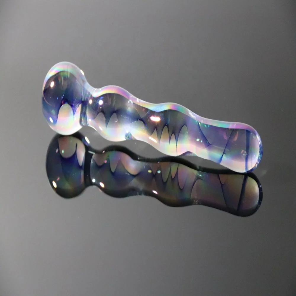 iridescent art handmade glass dildo made in china