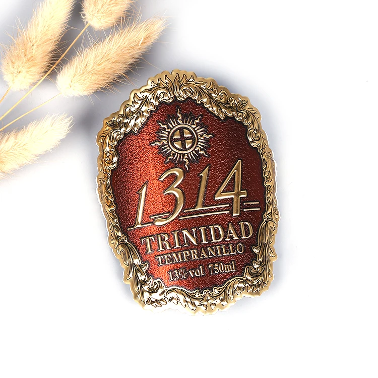 Bulk Buying Self Adhesive Metal Red Wine Pewter Tin Labels Sticker Etiqueta de peltre Etichetta in peltro