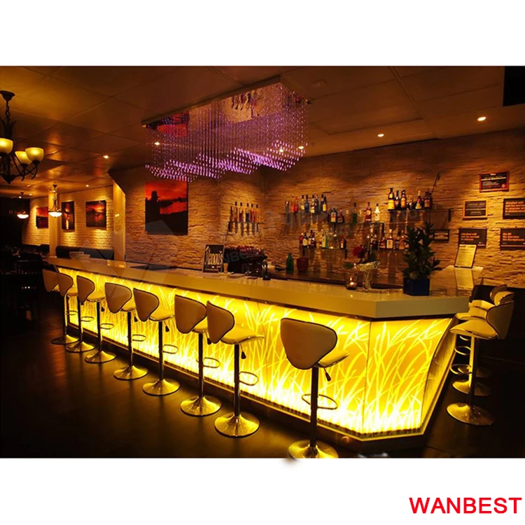 Customized Marble Top Cafe Juice Nightclub Bar Cocktail Table Counter with Stools