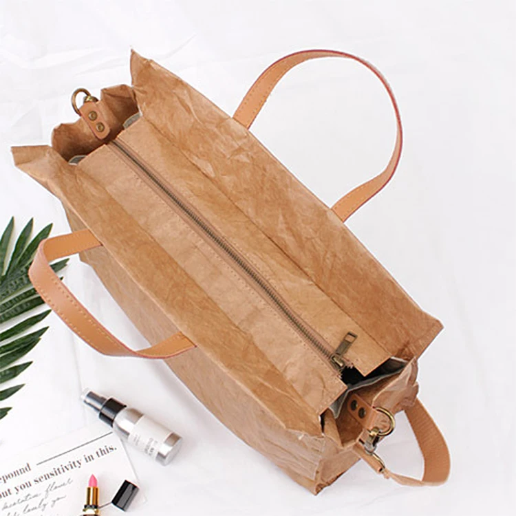 High quality casual women travel tote tyvek messenger washable kraft paper shopping bag