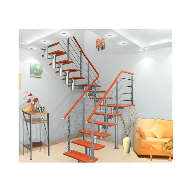 Professional Design Metal Straight Steel Staircase Color customization Iron Railing Staircase