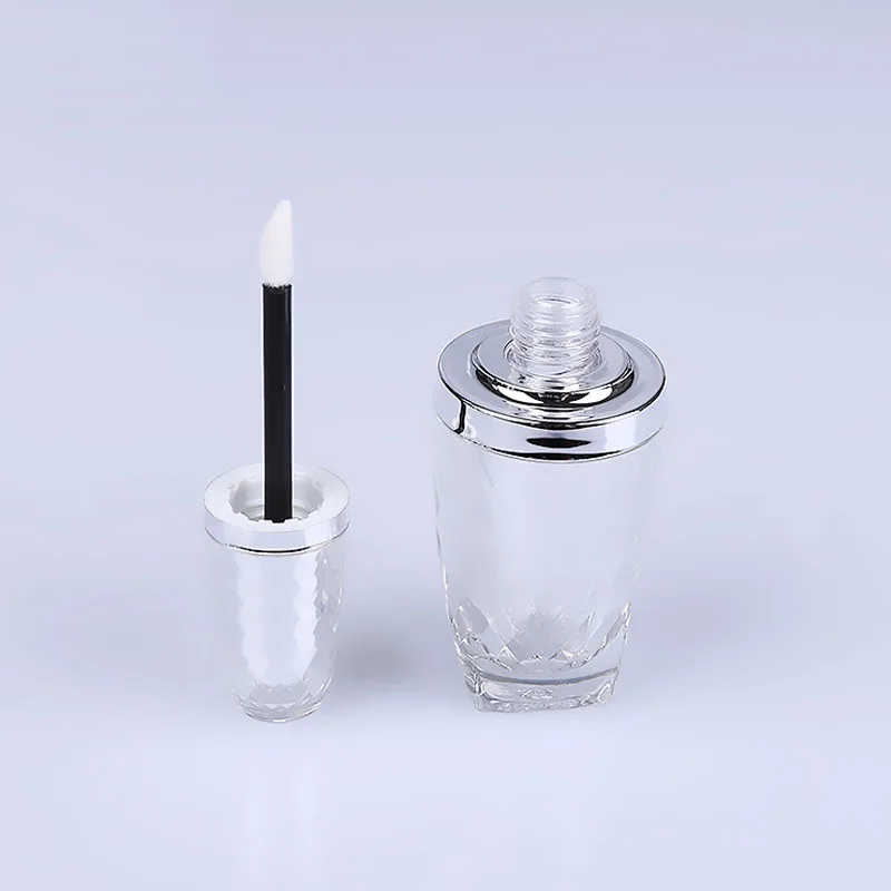 Luxury 10ml acrylic plastic lip gloss containers tube with brush
