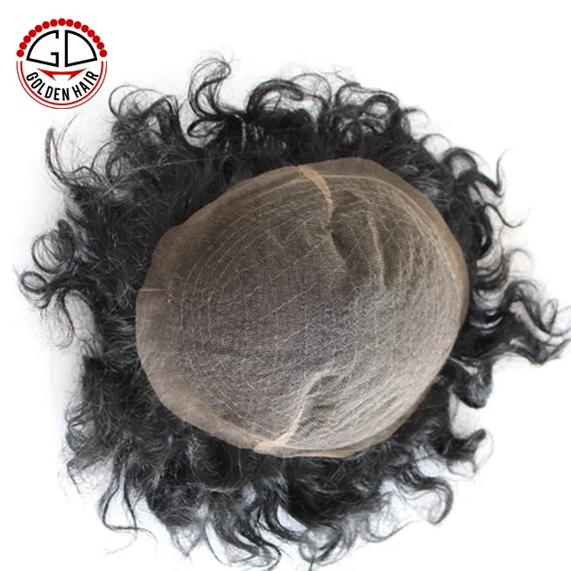 Mens Hair Piece Black Afro Curly Wig Toupee For Black Men