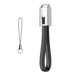 Factory high quality upscale 22CM PU leather Zinc alloy plug keychain Data USB Charging Cable for iphone for Samsung for Huawei