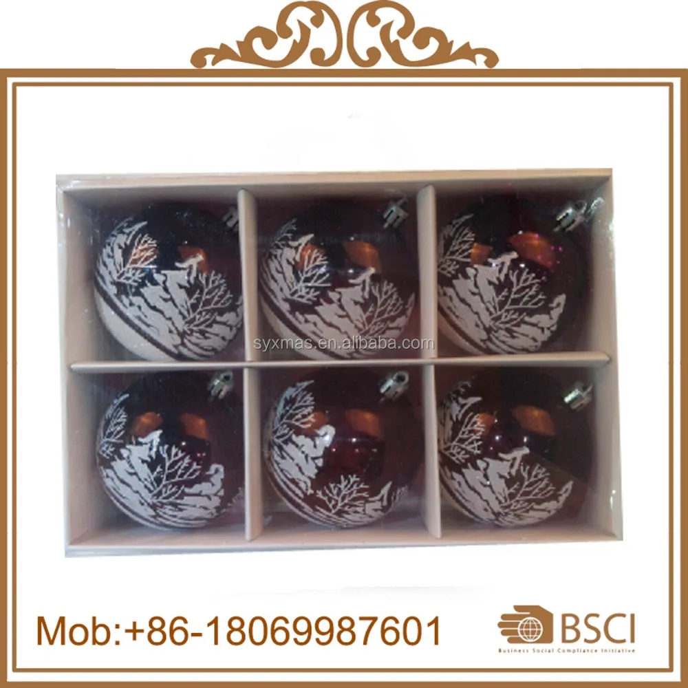 Shatterproof 8cm shiny coffee Christmas plastic painted ball christmas tree hanging decoration ball