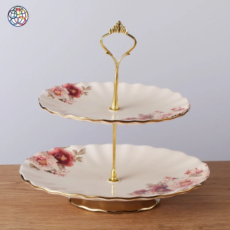 Modern Design Two-Tier Ceramic and Porcelain round Party Candy Nuts Tray for Wholesale Kitchen Use for Food Occasion