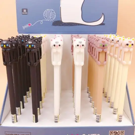 cartoon silica gel pen color big flower cat cartoon silica gel pen 36 a box  PN5057