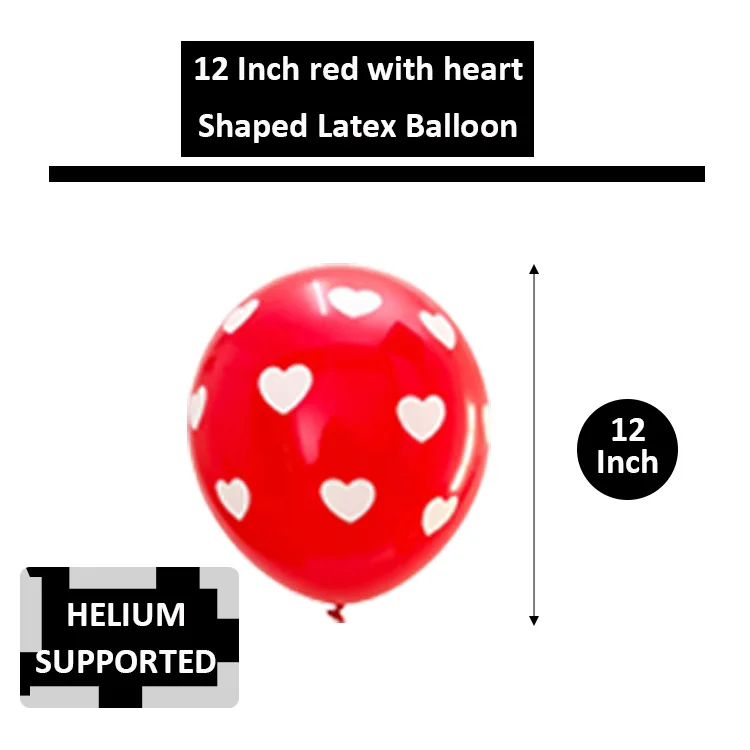 Свадебных мероприятий и вечеринок Красный подключен любовное письмо шарик из фольги в форме 12 дюймов принт Топ белого цвета с сердечками и воздушных шаров из латекса