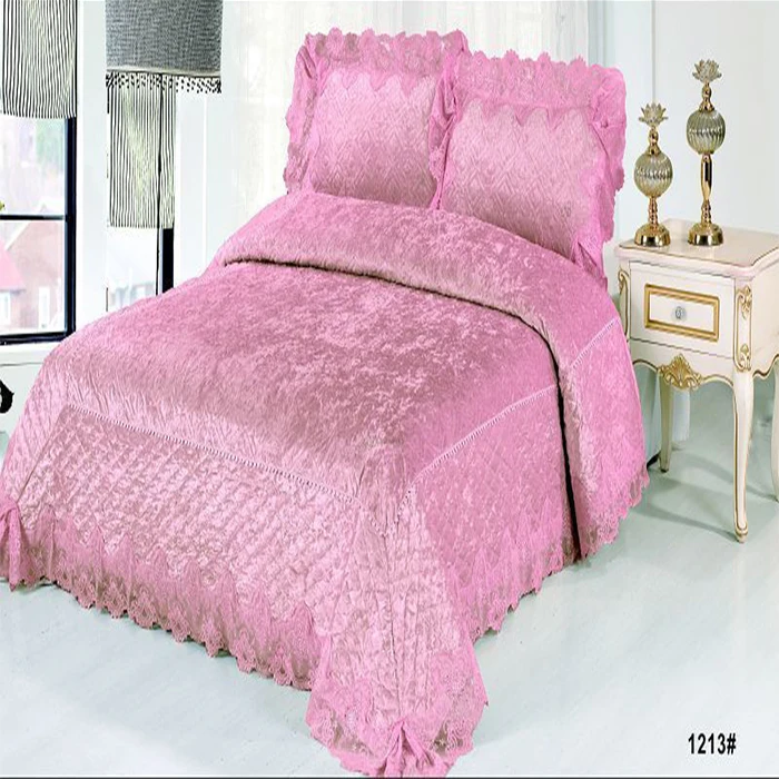 Luxurious Superior Home Beddings Pleuche Bed Spread Bed Linens 3pcs