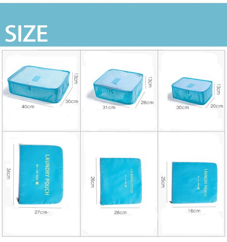 2023 Organizer bag 6 pieces luggage packing cubes travel storage bag